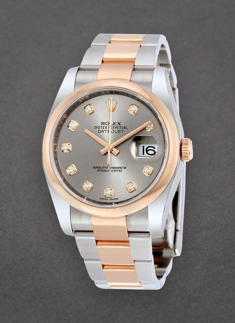 Pre-Owned Rolex 2-Tone Datejust 36mm in Steel with Rose Gold Smooth Bezel