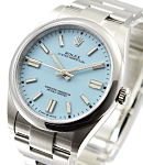 Oyster Perpetual 41mm in Steel with Smooth Bezel on Steel Oyster Bracelet with Turquoise Blue Dial