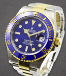 2-Tone 41mm Submariner with Blue Ceramic Bezel on Oyster Bracelet with Blue Dial