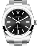 Oyster Perpetual 34mm in Steel on Bracelet with Black Index Dial