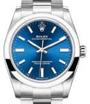 Oyster Perpetual 34mm in Steel on Bracelet with Blue Index Dial