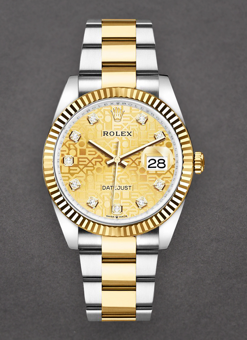 Rolex Unworn Datejust 36mm in Steel with Yellow Gold Fluted Bezel