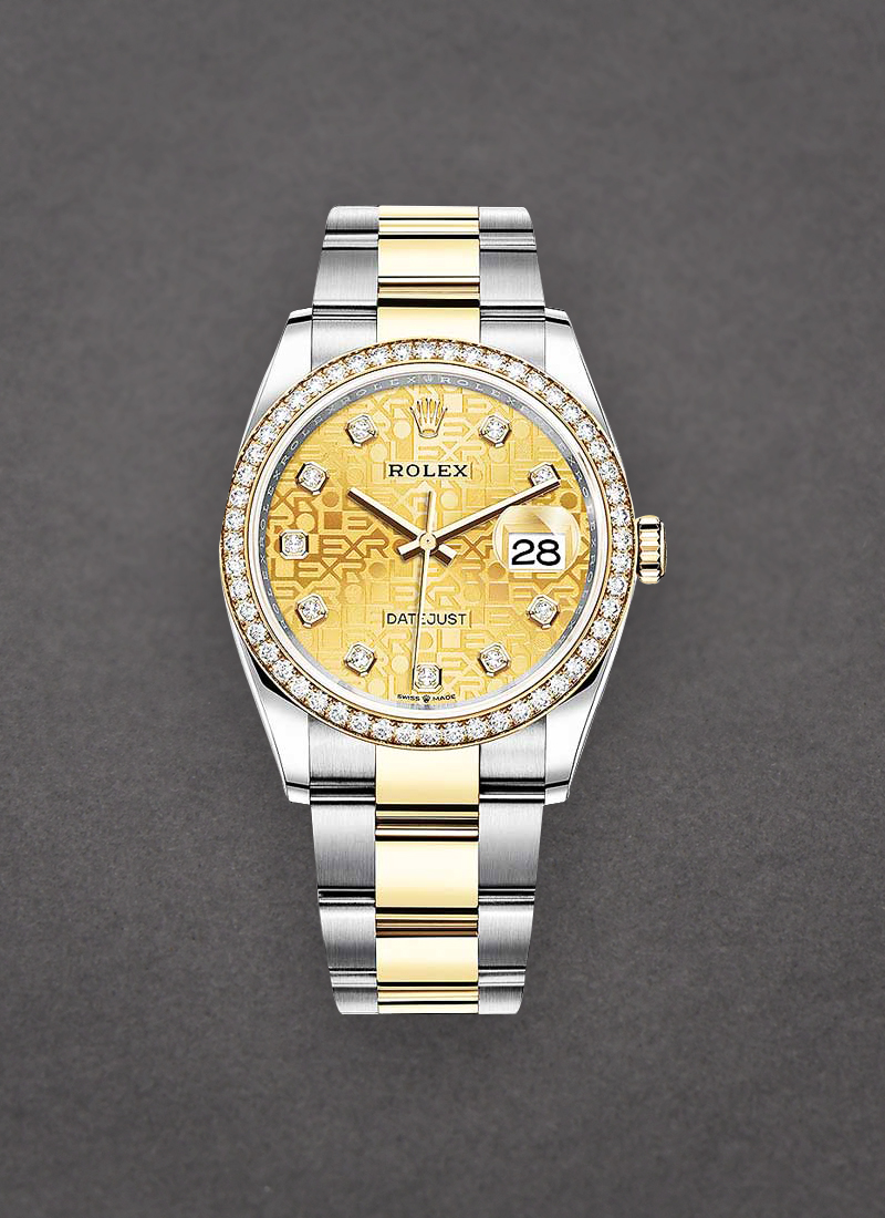 Rolex Unworn Datejust 36mm in Steel with Yellow Gold Diamond Bezel