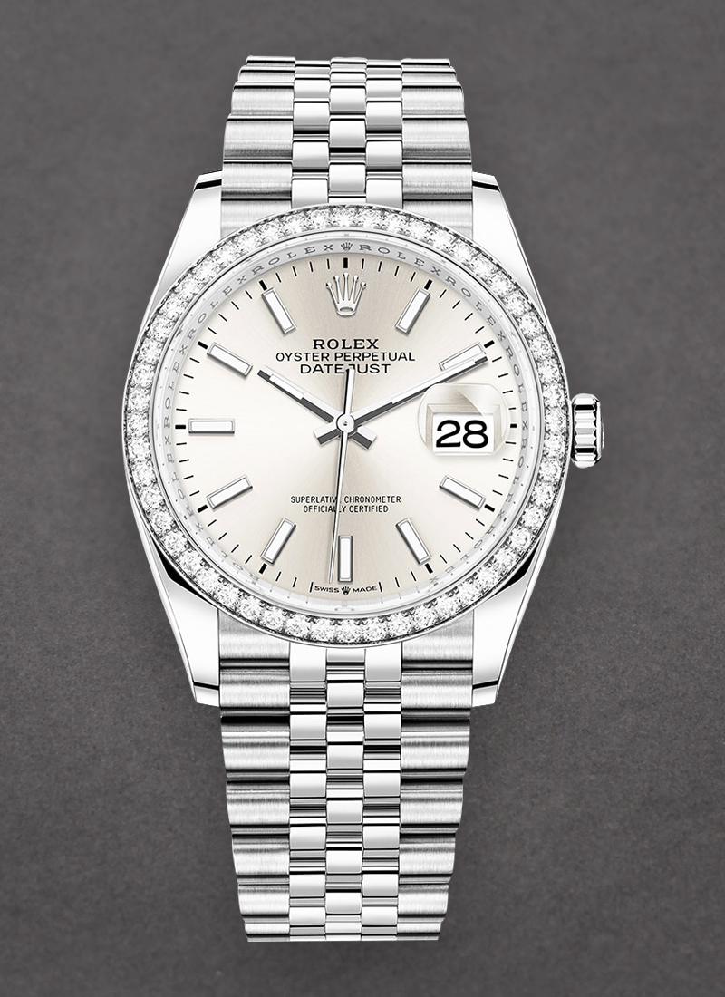 Rolex Unworn Datejust 36mm in Steel with Diamond Bezel