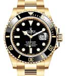Submariner in Yellow Gold with Black Ceramic Bezel on Bracelet with Black Dial