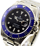 41mm Submariner in White Gold with Blue Ceramic Bezel on Bracelet with Black Dial