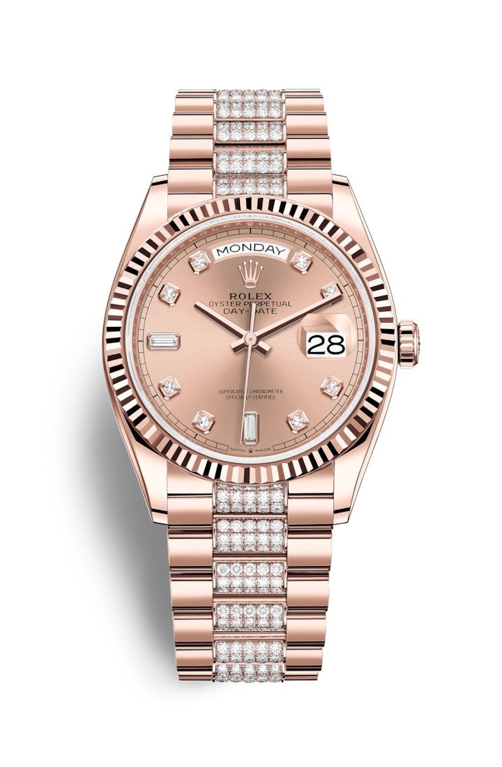 Rolex Unworn President Day-Date 36mm in Rose Gold with Fluted Bezel