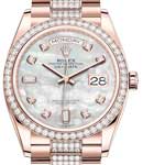 President Day-Date 36mm in Rose Gold with Diamond Bezel on President Diamond Bracelet with MOP Diamond Dial