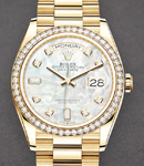Day Date 36mm in Yellow Gold with Diamond Bezel on Bracelet with MOP Diamond Dial