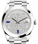 Day Date 40mm Automatic in Platinum on Platinum President Bracelet with Pave Diamond Dial