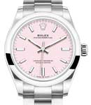 Oyster Perpetual 31mm in Steel with Domed Bezel on Steel Oyster Bracelet with Candy Pink Dial