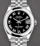 Datejust 31mm in Steel with Domed Bezel on Steel Jubilee Bracelet with Black Roman Dial