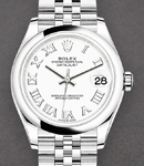Datejust 31mm in Steel with Domed Bezel on Steel Jubilee Bracelet with White Roman Dial