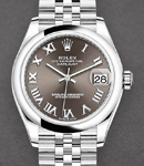 Datejust 31mm in Steel with Domed Bezel on Steel Jubilee Bracelet with Dark Grey Roman Dial