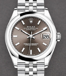 Datejust 31mm in Steel with Domed Bezel on Steel Jubilee Bracelet with Dark Grey Stick Dial