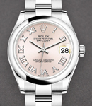 Mid Size Datejust 31mm in Steel with Domed Bezel on Steel Oyster Bracelet with Pink Roman Dial