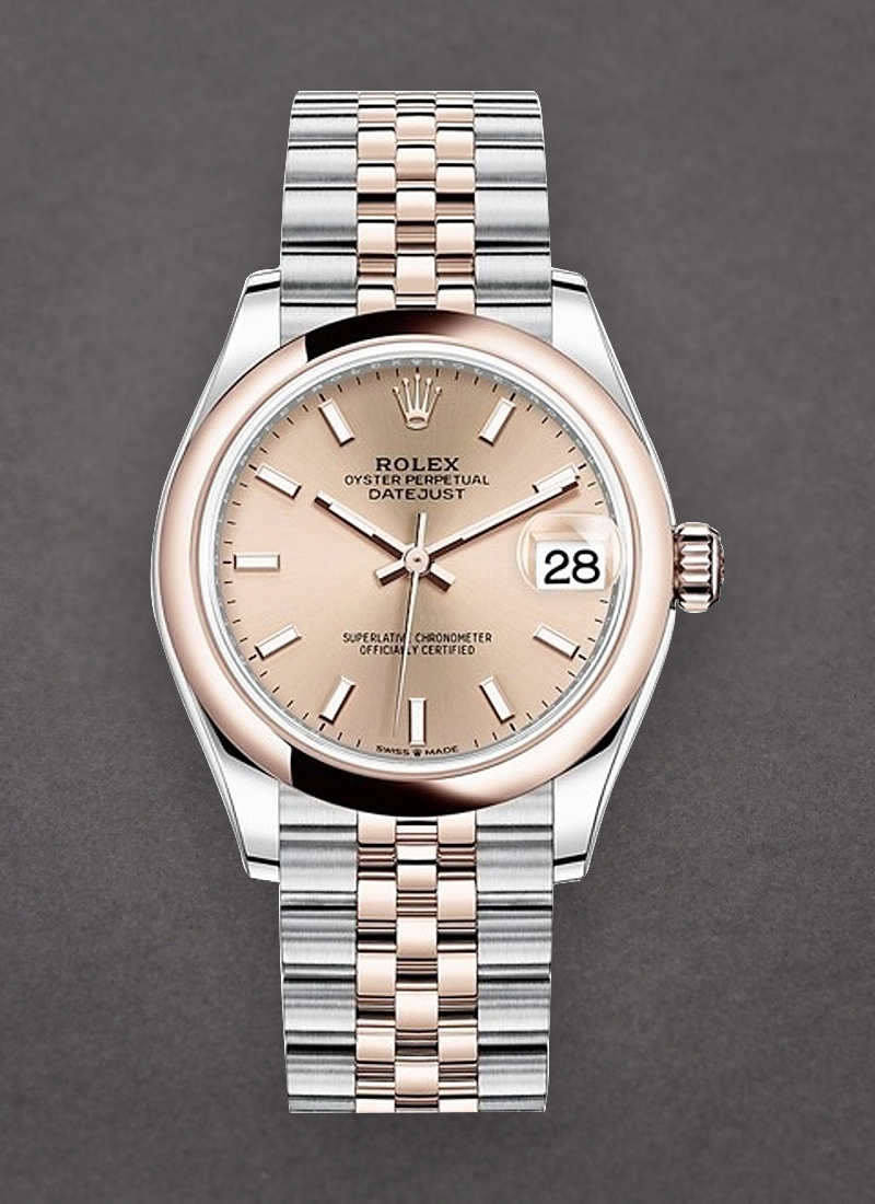 Rolex Unworn Datejust 31mm in Steel with Rose Gold Domed Bezel