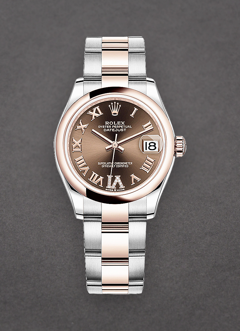 Rolex Unworn Midsize Datejust 31mm in Steel with Rose Gold Domed Bezel