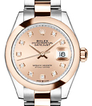 Midsize Datejust 31mm in Steel with Rose Gold Domed Bezel on Oyster Bracelet with Pink Diamond Dial