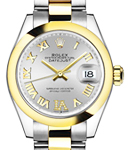 Datejust 31mm in Steel with Yellow Gold Domed Bezel on Oyster Bracelet with Silver Roman Dial - Diamonds on VI