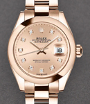 Datejust 31mm in Rose Gold with Domed Bezel on Oyster Bracelet with Pink Diamond Dial
