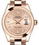 Datejust 31mm in Rose Gold with Domed Bezel on Oyster Bracelet with Pink Diamond Dial