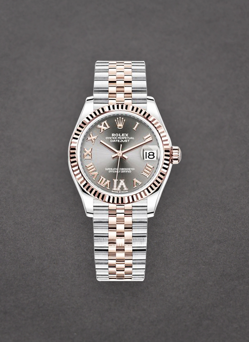 Rolex Unworn Midsize Datejust 31mm in Steel with Rose Gold Fluted Bezel