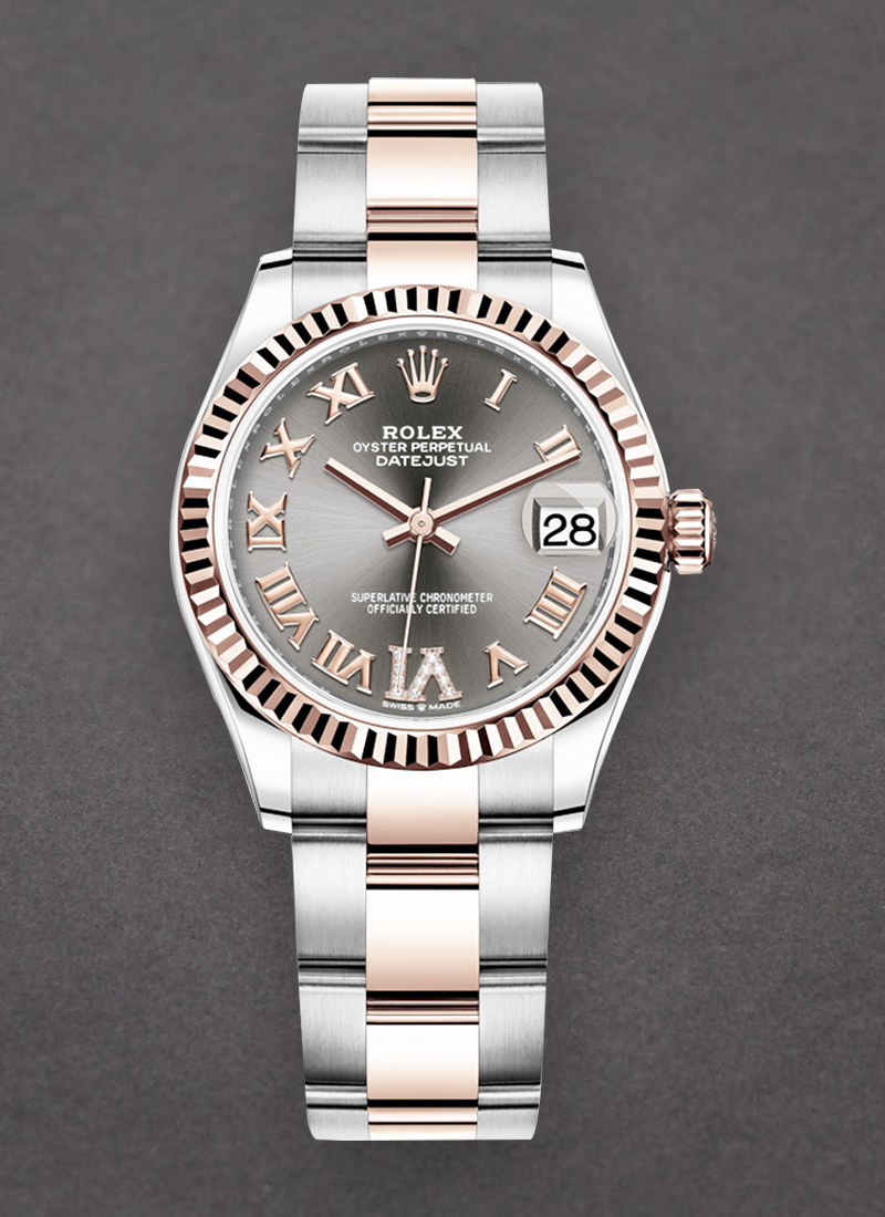 Rolex Unworn Midsize Datejust 31mm in Steel with Rose Gold Fluted Bezel