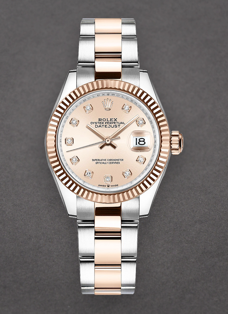 Rolex Unworn Midsize Datejust 31mm in Steel with Rose Gold Fluted Bezel