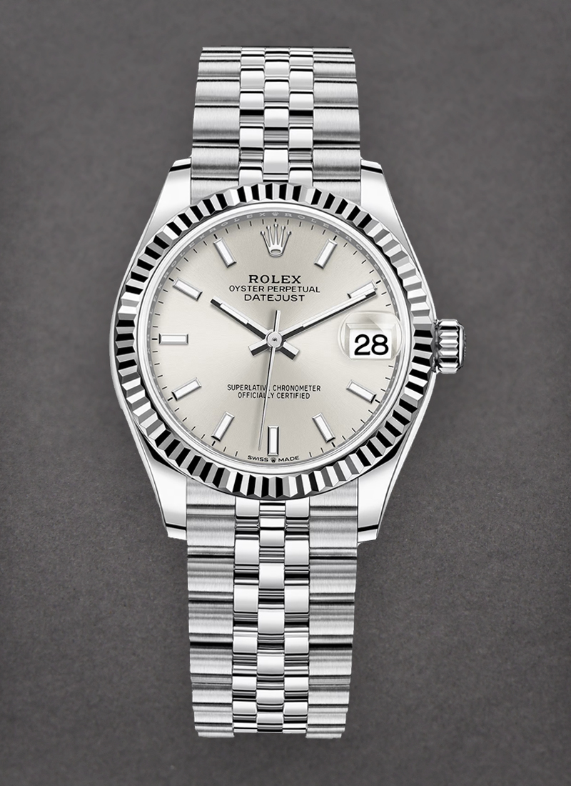 Rolex Unworn Mid Size 31mm Datejust in Steel with Fluted Bezel