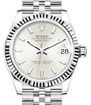 Mid Size 31mm Datejust in Steel with Fluted Bezel on Steel Jubilee Bracelet with Silver Stick Dial