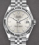 Mid Size 31mm Datejust in Steel with Fluted Bezel on Steel Jubilee Bracelet with Silver Stick Dial