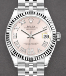 Mid Size 31mm Datejust in Steel with Fluted Bezel on Steel Jubilee Bracelet with Pink Roman Dial - Diamonds on VI