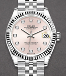 Mid Size 31mm Datejust in Steel with Fluted Bezel on Steel Jubilee Bracelet with Pink Diamond Dial