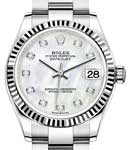 Mid Size 31mm Datejust in Steel with Fluted Bezel on Steel Oyster Bracelet with MOP Diamond Dial