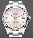 Mid Size 31mm Datejust in Steel with Fluted Bezel on Steel Oyster Bracelet with Pink Diamond Dial