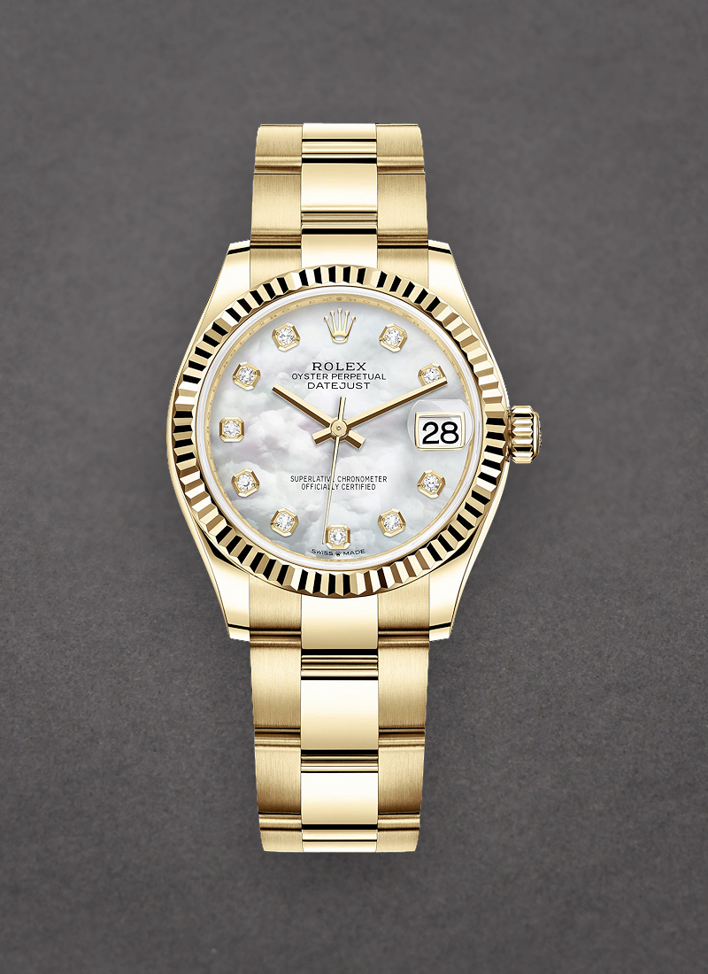 Rolex Unworn President 31mm Mid Size in Yellow Gold with Fluted Bezel