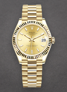 Rolex Unworn 278278-0040 President 31mm Mid Size in Yellow Gold with Fluted Bezel 278278-0040