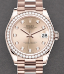 Datejust 31mm in Rose Gold with Dimoand Bezel on President Bracelet with Pink Diamond Dial