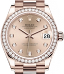 Datejust 31mm in Rose Gold with Dimoand Bezel on President Bracelet with Pink Diamond Dial