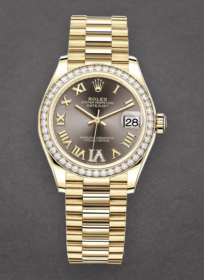 Rolex Unworn President 31mm in Yellow Gold with Diamond Bezel