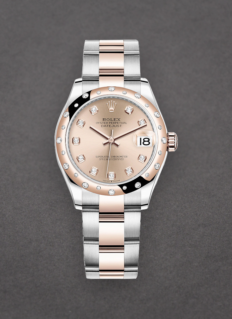 Rolex Unworn Datejust 31mm in Steel with Rose Gold 24 Diamond Bezel