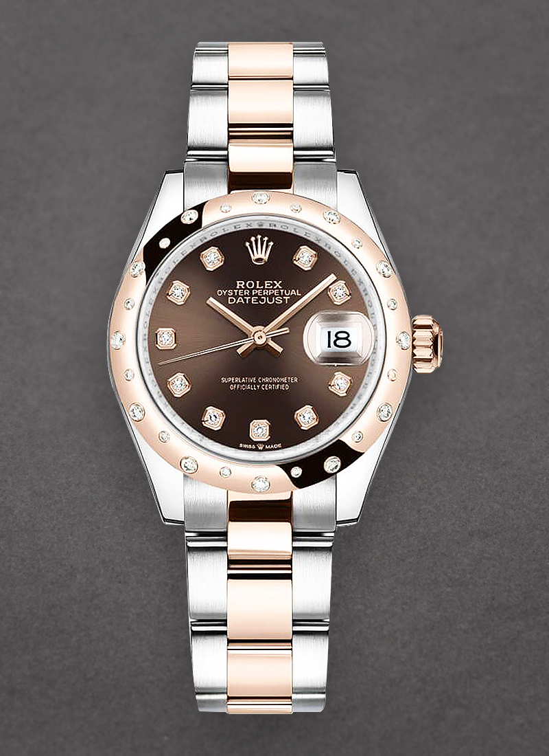 Rolex Unworn Datejust 31mm in Steel with Rose Gold 24 Diamond Bezel