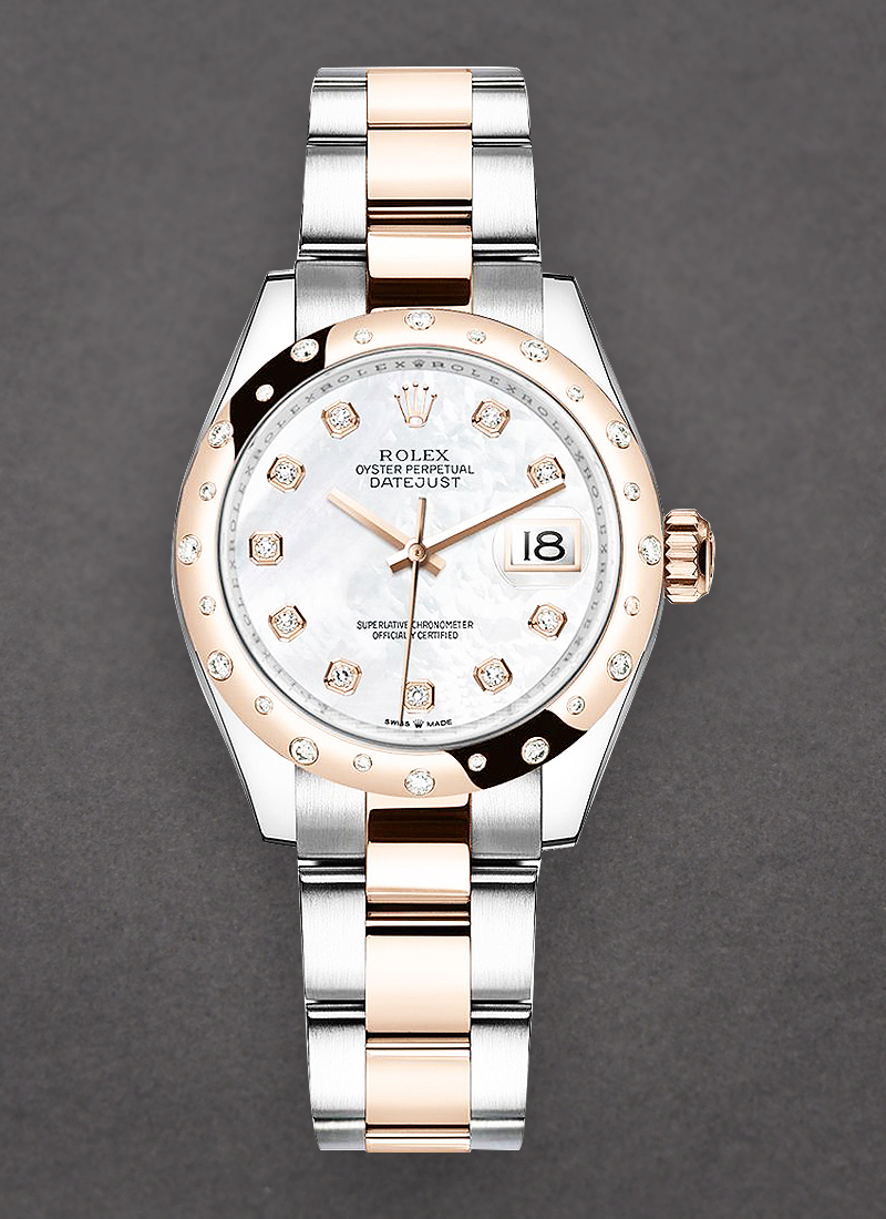 Rolex Unworn Datejust 31mm in Steel with Rose Gold 24 Diamond Bezel