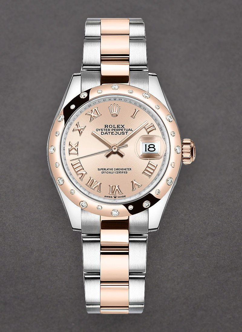 Rolex Unworn Datejust 31mm in Steel with Rose Gold 24 Diamond Bezel