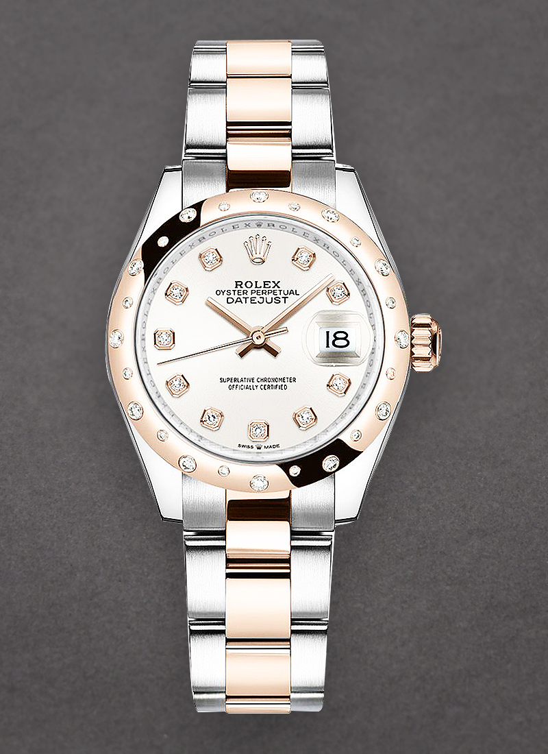 Rolex Unworn Datejust 31mm in Steel with Rose Gold 24 Diamond Bezel