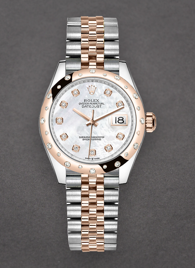 Rolex Unworn Datejust 31mm in Steel with Rose Gold 24 Diamond Bezel