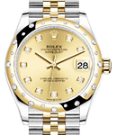 Midsize 31mm Datejust in Steel with Yellow Gold 24 Diamond Bezel on Jubilee Bracelet with Champagne Diamond Dial