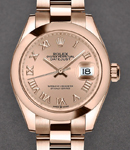 Datejust 31mm in Rose Gold with Domed Bezel on Oyster Bracelet with Pink Roman Dial