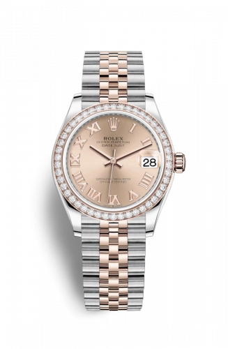 Datejust 31mm in Steel with Rose Gold Diamond Bezel on Jubilee Bracelet with Pink Roman Dial
